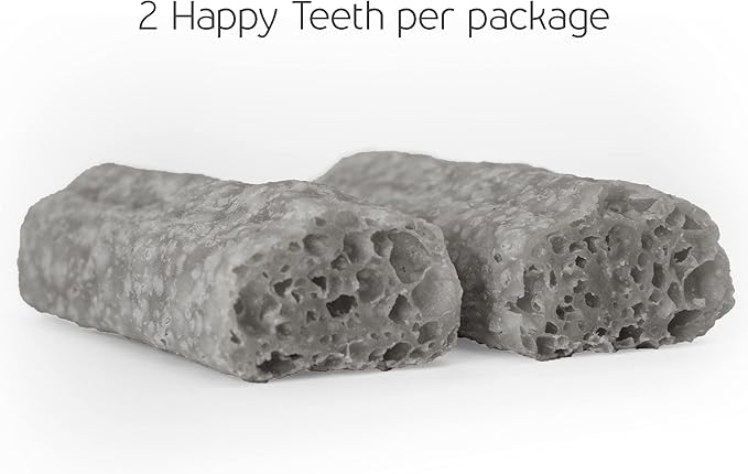 Happy Teeth Cheese & Charcoal Dental Dog Chews | Cheese Flavor with Activated Charcoal | Dental Chew | Protein Rich | Gluten Free - Lactose Free - Wheat Free - Soy Free| 2 Chews per Resealable Pouch
