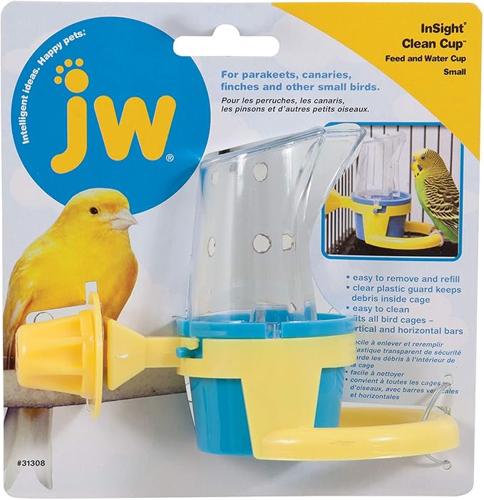 JW Pet Bird Cage Clean Cup Feeder & Water Cup Bird Accessory, Small (Assorted Colors)