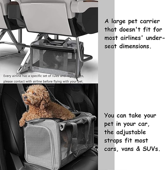 Pet Carrier for Large Cats, Soft-Sided Cat Carrier for Medium Big Cats and Puppy up to 20lbs, Washable Dog Carrier Privacy Protection for Home Outdoor Travel