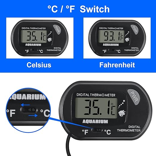 AITRIP 1 Pack Aquarium Thermometer, Fish Tank Thermometer,with Large LCD Display， Digital Thermometer, Reptile Thermometer, Terrarium Water Temperature Test