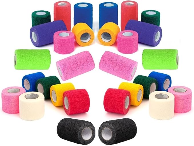 Prairie Horse Supply Vet Wrap Tape Bulk (Assorted Colors) (6 Pack) (2 Inches wide) Vet Medical First Aid Tape Self Adhesive Adherent for Ankle Wrist Sprains and Swelling