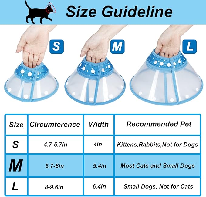 Vivifying Dog Cones for Small Dogs, Adjustable 5.7-8in Pet Cone, Lightweight Recovery Elizabethan Collar for Cats, Puppies and Mini Dogs (Blue)