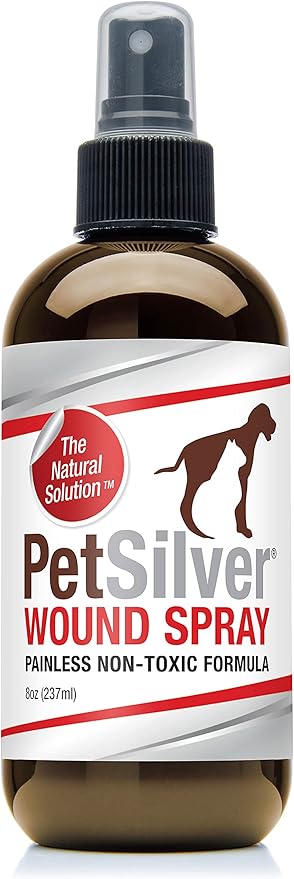 PetSilver Wound & Skin Spray with Patented Chelated Silver, Allergy Relief for Dogs Itching, Hot Spot Treatment for Dogs, Cat and Dog Wound Care, Natural Skin Soother for Dogs, USA, 8 fl. oz.