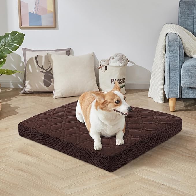 Dog Bed Covers Replacement Washable - Waterproof Dog Bed Covers Quilted, Water Absorbable Pet Puppy Bed Cover for Dog Cat, Cover Only 30Lx70Wx6H Inches Brown
