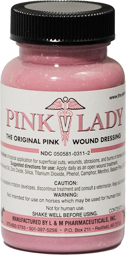 Horse & Dog Wound Ointment Dressing Kit - Pink Lady Veterinary Treatment Set for Open Wounds, Sores, Cuts, Scratches, Scrapes, Burns & Abrasions - Soothing, Anti Itch, Non Stinging Healing Support