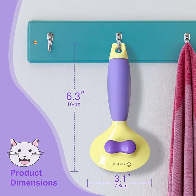 Cat Hair Brush,Cat Gifts for Cat Lovers,Cat Brush for Shedding,Soft Silicone Self Cleaning Brush for Short and Long Haired Cats for Grooming and Shedding (purple)