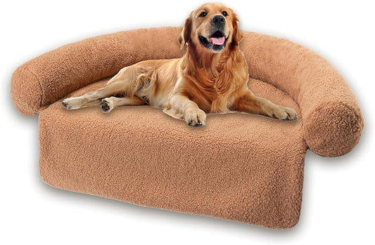 Dogs/Cats Bed Mats, Couch Cover for Dogs, Sofa Style Luxurious Mat for Pets, Waterproof Lining and Nonskid Bottom Perfect on Dog Crate, Cat Cage or in The Car. (Brown Granular, XXL)