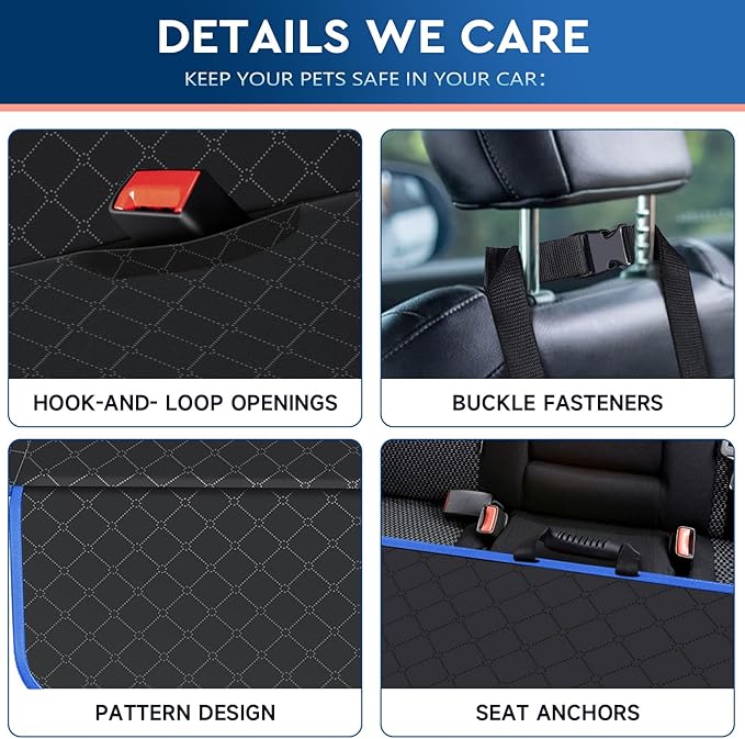 Dog Car Seat Cover Dog Seat Cover for Back Seat Scratch Prevention Dog Hammock Protects Against Dirt Dog Seat Covers for Cars Fits for Small SUVs and Trucks 60"x 64", Blue