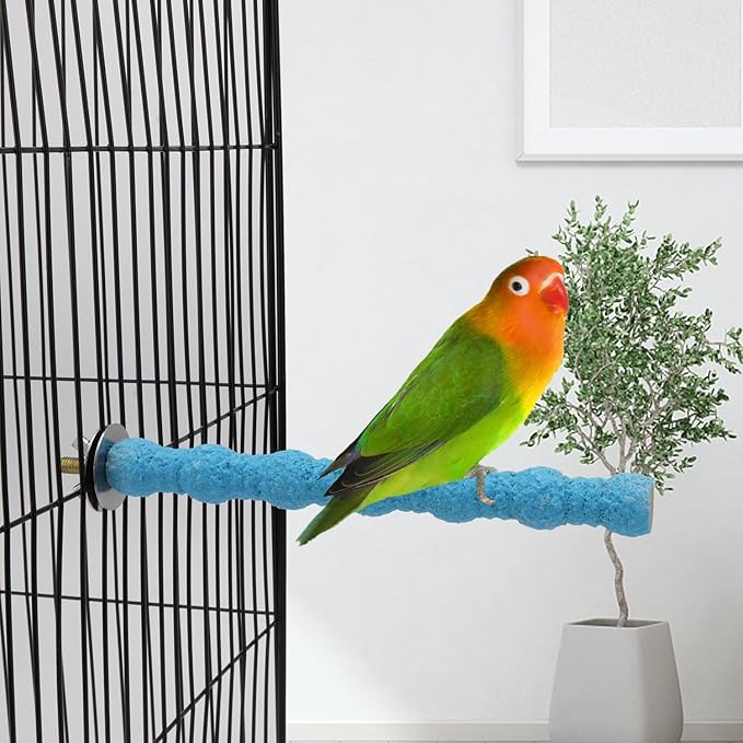 Hypeety Wood Perch Stand Paw Grinding Stick Toy Colorful Pet Bird Cage Stand Platform for Bird Parrot Budgies Parakeet Cockatiels Cage Accessories (Random Color) (7in / 18cm)