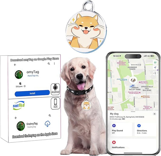 Dog Tracker-Pet Tracker-Dog Tracking Collar | No Charging Required | No Monthly Fee | Waterproof | Works with Any Collar (Android and iOS Universal)