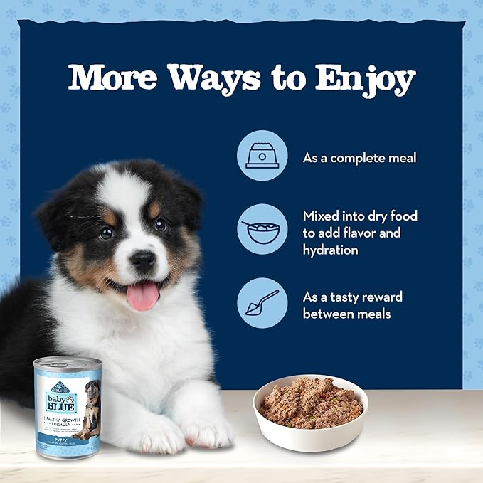 Blue Buffalo Baby BLUE Natural Puppy Wet Dog Food, Healthy Growth Formula with DHA, Chicken and Vegetable Recipe, 12.5-oz. Cans (12 Count)