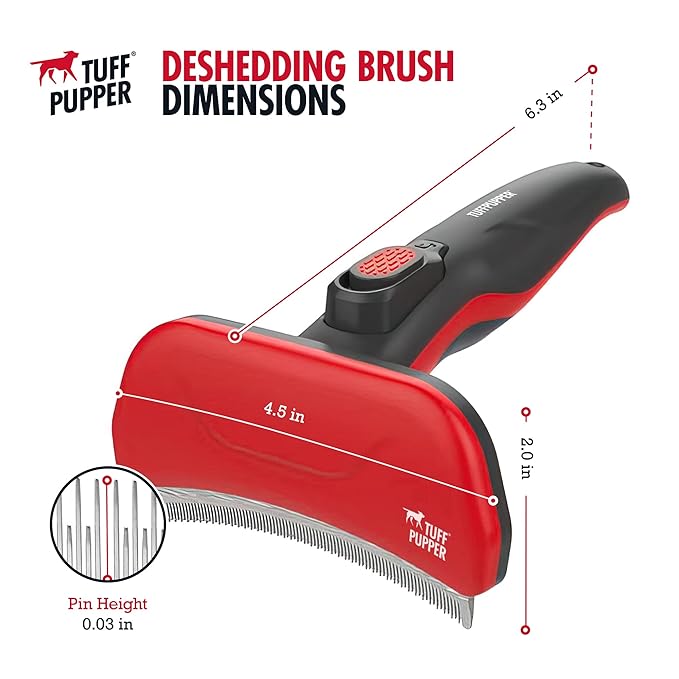 Tuff Pupper Self Cleaning Slicker Brush For Dogs & Cats | One Button Auto Clean | The Ultimate Pet Brush for Removing Loose Fur | Reduces Shedding by up to 95% Deshedding Tool for Long & Short Hair