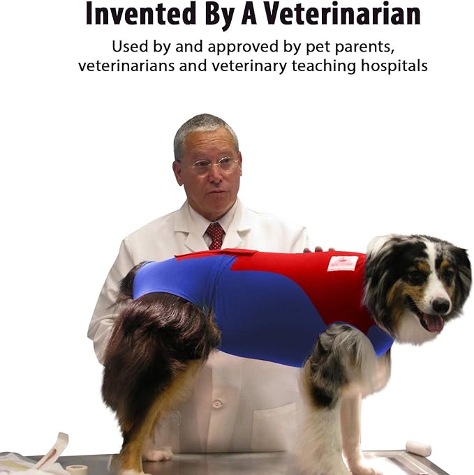 SurgiSnuggly Post Surgical Dog Recovery Suit for Male & Females,Vet Invented Dog Onesie Dog Cone Alternative, Breathable Fabric Is Suitable for After Spay Or Neuter Small Medium and Large XLS BR