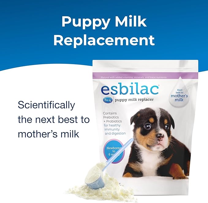 Pet-Ag Esbilac Puppy Milk Replacer Powder - 5 lb - Powdered Puppy Formula with Prebiotics, Probiotics & Vitamins for Puppies Newborn to Six Weeks Old - Easy to Digest