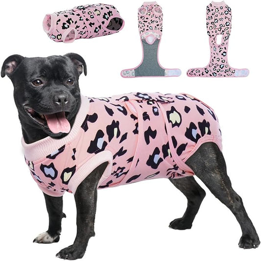 Kuoser Dog Surgery Recovery Suit, Professional Spay & Neuter Surgical Onesie for Dogs, Soft Breathable Abdominal Dog Bodysuit Dog Cone Alternative Anti Licking Wounds Dog Surgery Suits, S