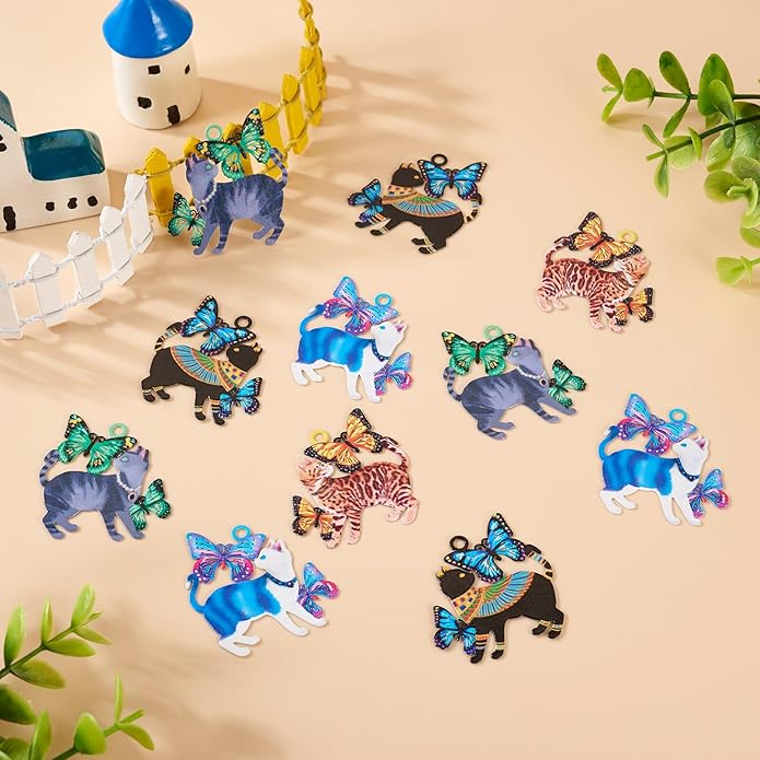 Enamel Animal Theme Charm Flower Cattle Head Cat Butterfly Fox Tortoise Charms Pendants for Earring Necklace Bracelet Keychain Jewelry Craft Making