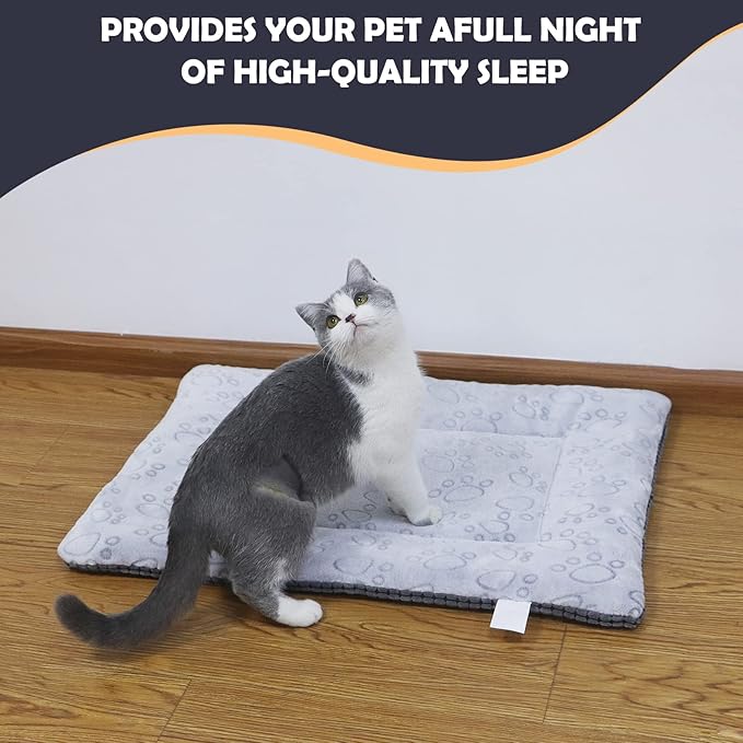 IEUUMLER Dog Bed, Reversible Washable Mat, Soft Premium Plush Dog Crate Pad, Pet Sleeping Mattress for Small/Medium/Large Dogs and Cats FC014 (Gray,42"*28")