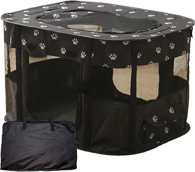 Foldable Pet Playpen, Puppy Play Pen for Indoors, Cute Small Dog Playpen, Sturdy Playpen for Cats Outdoor (XL, Black)