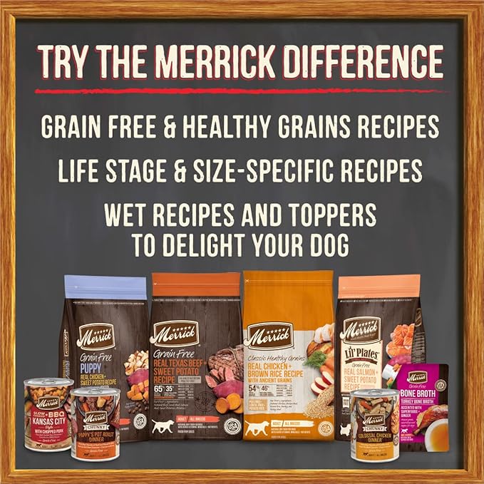 Merrick Grain Free Wet Puppy Food, Premium Soft And Gluten Free Canned Dog Food, Puppy Plate Beef Recipe - (Pack of 12) 12.7 oz. Cans