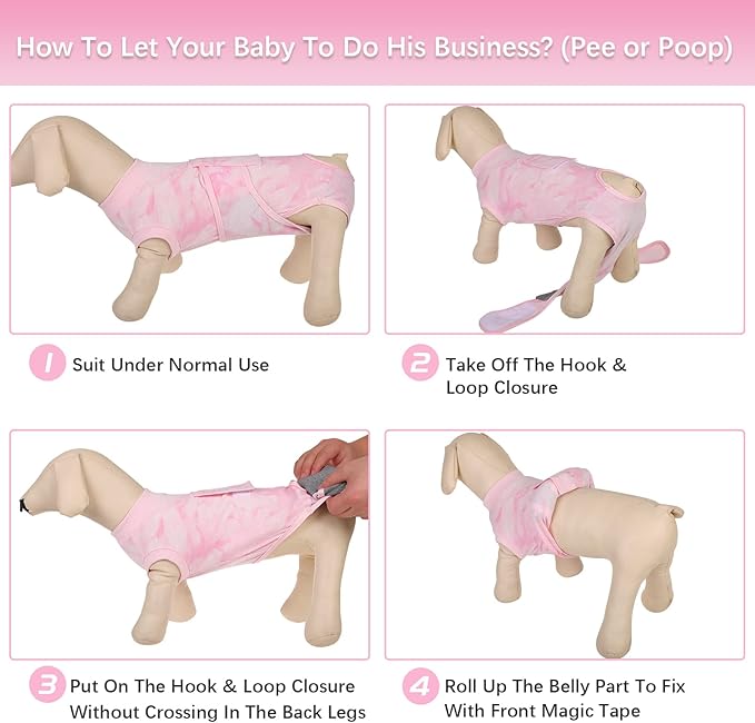 Kuoser Dog Recovery Suit, Soft Dog Onesie for Surgery Female Spay Dog Surgical Recovery Suit Male Neuter, Anti Licking Abdominal Dog Surgical Suit Pet Bodysuit Alternative to Cone of Shame, M