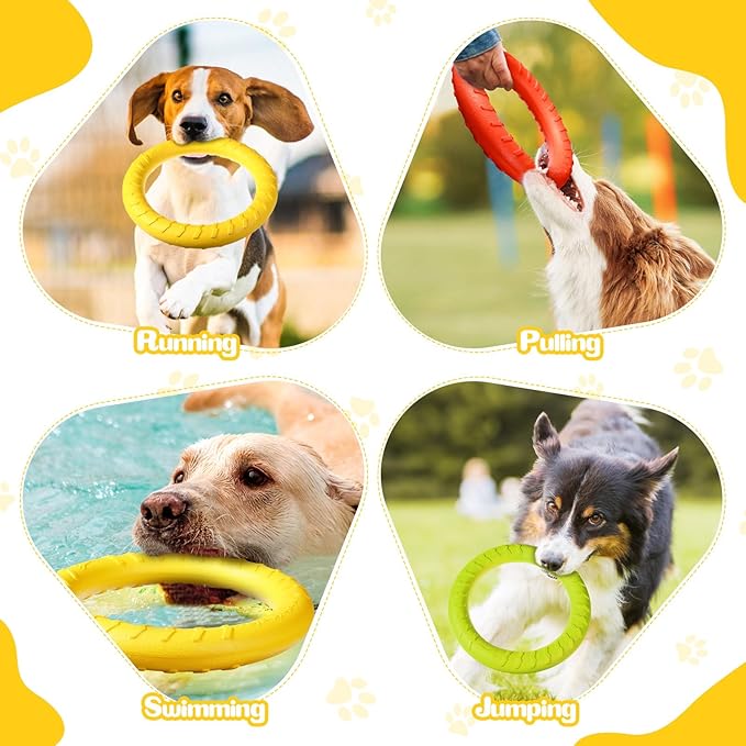 4 Pack Dog Toy Dog Training Ring for Outdoor Aggressive Durable Dog Chewers Fetch Toys Flying Disc Floating Dog Ring for Large Medium Dogs Training and Teeth Cleaning