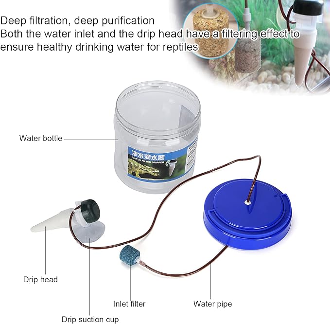 GLOGLOW Reptile Drinking Feeder, Reptile Water Dripper Kit Plants Irrigation Devices Reptile Humidifier Watering Tool for Pet Reptile