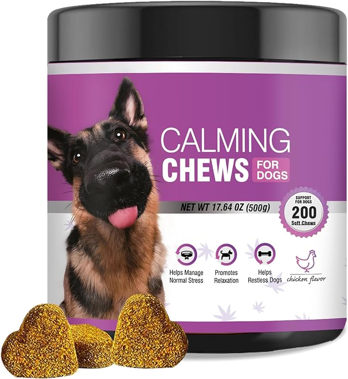 Hemp Calming Chews for Dogs 200pc Dog Calming Treat and Bites with Hemp Oil - Anxiety and Stress Relief Treats for Dogs Puppy Melatonin Sleep Aid Calm Dog with Noise,Thunder,Barking,Separation,Chewing