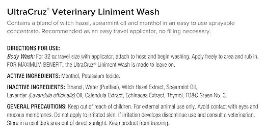 UltraCruz Veterinary Liniment Wash for Horses, 32 oz with Travel Spray