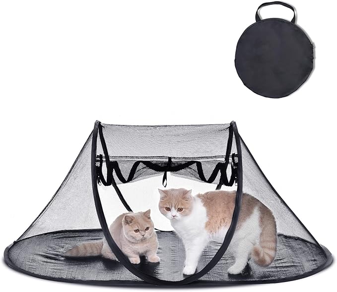 Pop-up Cat Tent, Portable Pet Playpen for Outdoor&Indoor,Outdoor Cat Enclosures - Cat Playpen for Camping,Traveling,Sunbathing