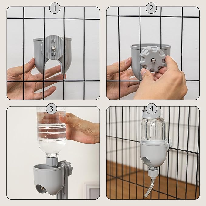 Pet Water Bottle for Cage Crate 17oz Water Dispenser for Small Animal Rabbit Guinea Pig Chinchilla Ferret Squirrel Hedgehog (Gray)