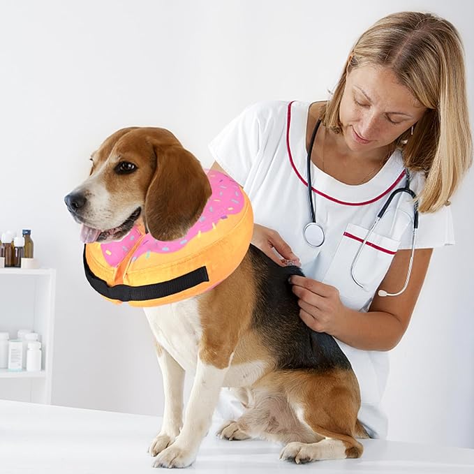 Katoggy Inflatable Dog Cone Collar for Dogs After Surgery, Soft Adjustable Blow up Donut Dog E-Collar for Small Medium Large Dog and Cats