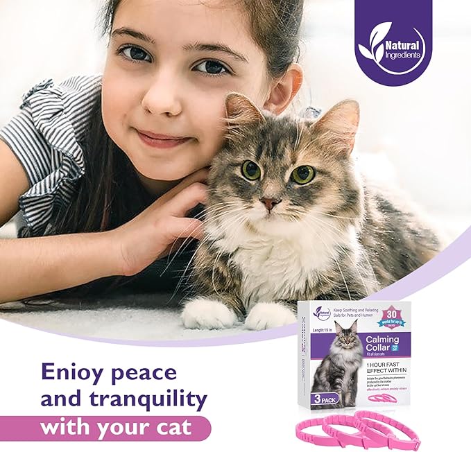 3 Pack Calming Collar for Cats and Kittens Pheromone Collar Efficient Relieve Reduce Anxiety Stress Pheromones Calm Relaxing Comfortable Breakaway Collars Adjustable for Small, Medium Large Cat