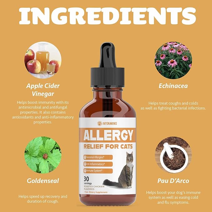 Allergy Relief for Cats | Helps to Naturally Support Allergy & Itch Relief for Cats | Cat Allergy | Cat Itch Relief | Cat Itchy Skin Relief | Cat Allergy Relief for Cats | Cat Supplements & Vitamins