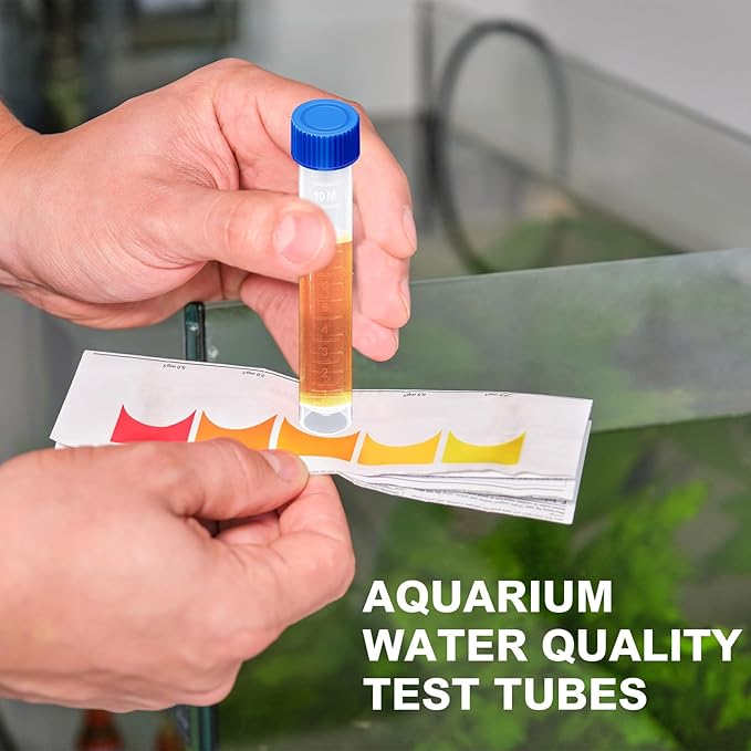 12 Pcs Replacement Test Tubes for Aquarium Test Kits, 10ml Plastic Frozen Self Standing Test Tubes with Scale line for Aquarium Water Testing