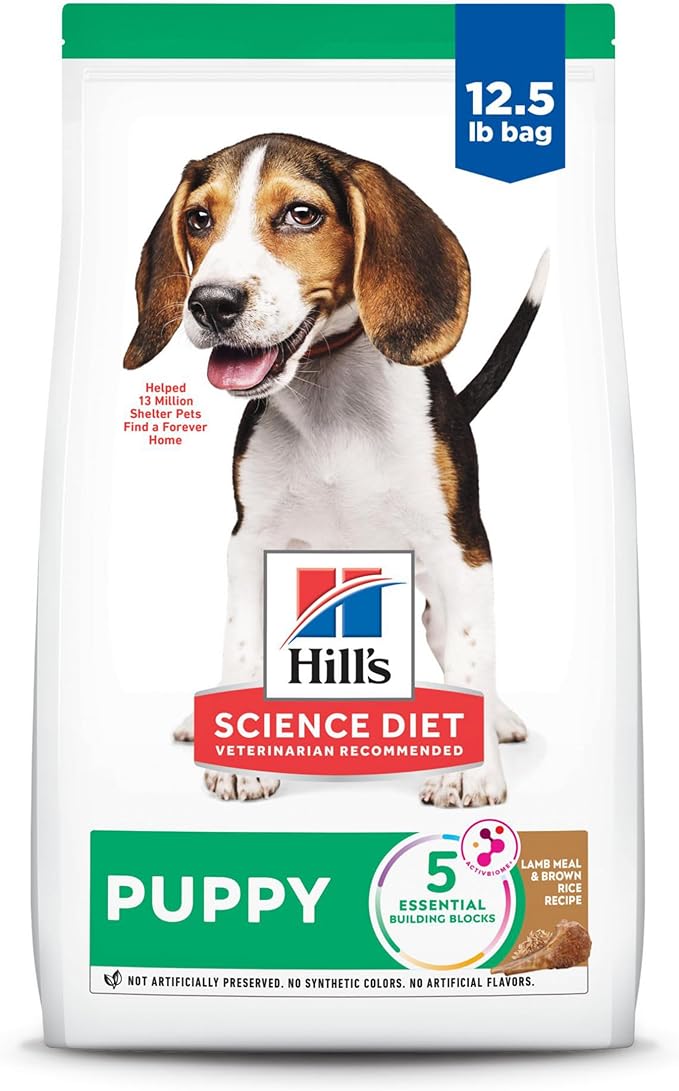 Hill's Science Diet Puppy, Puppy Premium Nutrition, Dry Dog Food, Lamb & Brown Rice, 12.5 lb Bag