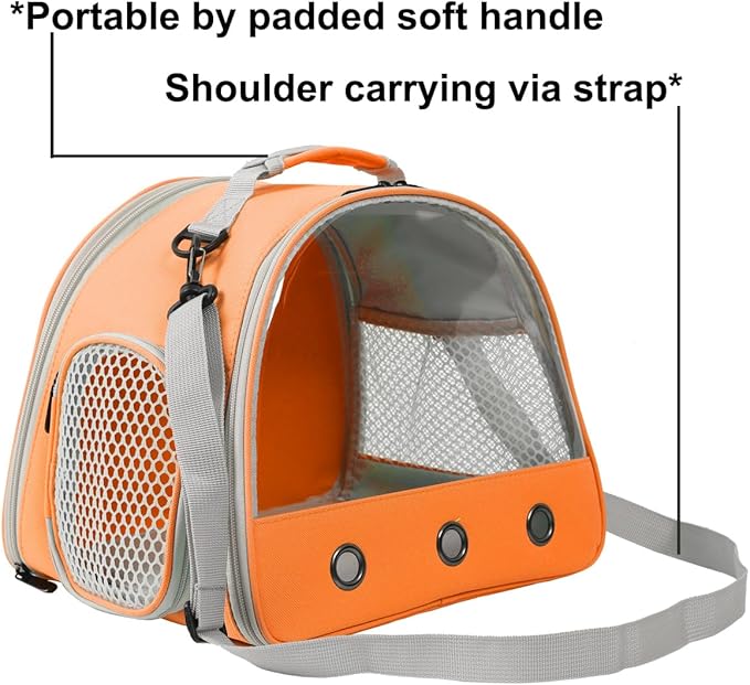 Guinea Pig Carrier,Guinea Pig Carrier for 2,Reptile Travel Carrier for Lizards Sugar Glider Hedgehog Rat Parrot Birds (Orange, Carrier+Harness Leash Brown)