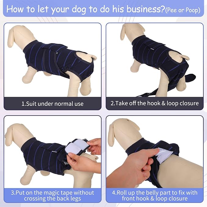 Kuoser Recovery Suit for Dogs, Soft Dog Surgery Suit Female Spay Breathable Neuter Suit for Male Dogs, Anti Licking Onesie Dog Surgical Suit Dog Body Suits After Surgery,Substitute E-Collar & Cone, L