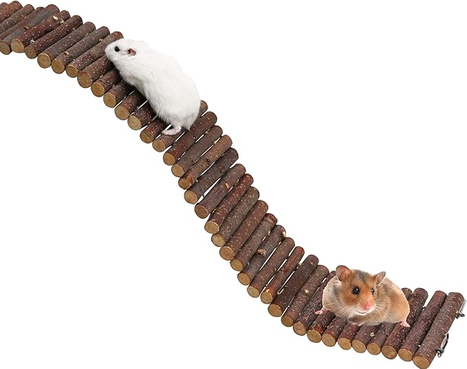 Rat Ladder Bridge, Wooden Hamster Climbing Ladder Toy, Small Animals Cage Accessories for Bird Parrot Hamster Mouse Rat Sugar Glider Hermit Crab Sugar Glider Chinchilla(23.62x3.14 Inches)