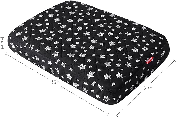 Dog Bed Covers Replacement Washable Pet Hair Easy to Remove, Waterproof Dog Bed Covers Noiseless Quilted, Pet Bed Cover Lovely Black Star Print, Puppy Bed Cover 27x36 Inches, for Dog/ Cat, Cover Only