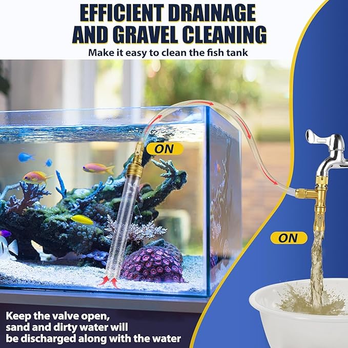 Gravel Vacuum for Aquarium Water Changer Fish Tank Cleaning Tools, Siphon Universal Quick Pump Aquarium Water Changing (70ft)