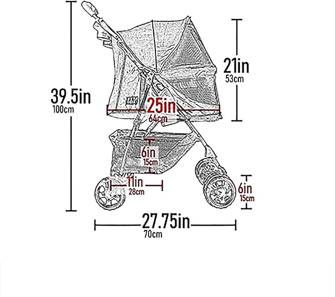 Pet Gear No-Zip Happy Trails Pet Stroller for Cats/Dogs, Zipperless Entry, Easy Fold with Removable Liner, Safety Tether, Storage Basket + Cup Holder, 3 Colors