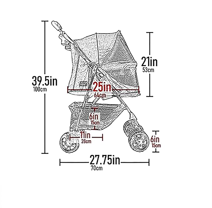 Pet Gear No-Zip Happy Trails Pet Stroller for Cats/Dogs, Zipperless Entry, Easy Fold with Removable Liner, Safety Tether, Storage Basket + Cup Holder, 3 Colors