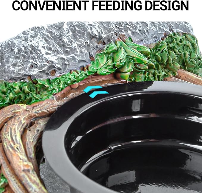 REPTI ZOO Crested Gecko Feeding Ledge, Reptile Water Food Dish for Bearded Dragon Lizard Snake Turtle, Vine Reptile Feeder Bowl Terrarium Tank Decor Accessories