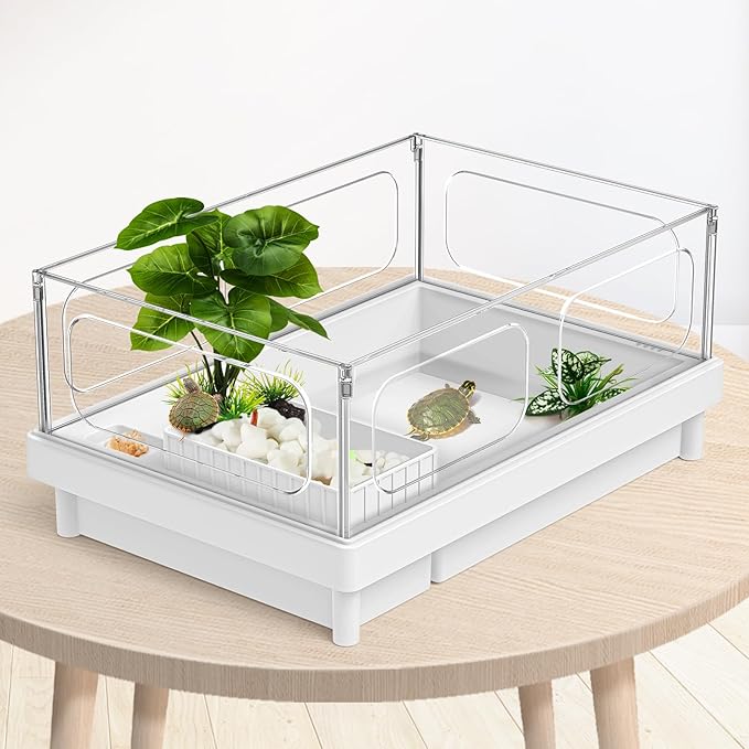 Reptile Artificial Plants, Terrarium Plants Decorations Supplies, Aquarium Fish Tank Plant, Amphibian Habitat Hideout Tank Accessories (M Set-2pcs/D)