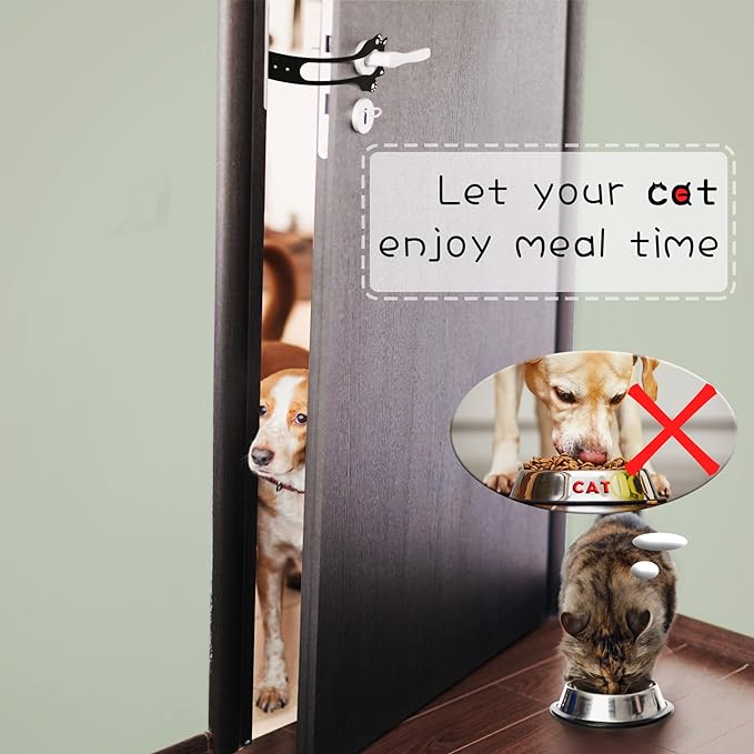 Cat Door Latch Holder,【8 Adjustable Sizes】 Stronger Flex Cat Door Stopper, Keep Door Open 1.5" to 8", Let's Cats in and Keeps Dogs Out of Litter & Food, No Tool Required & No Wall Damage