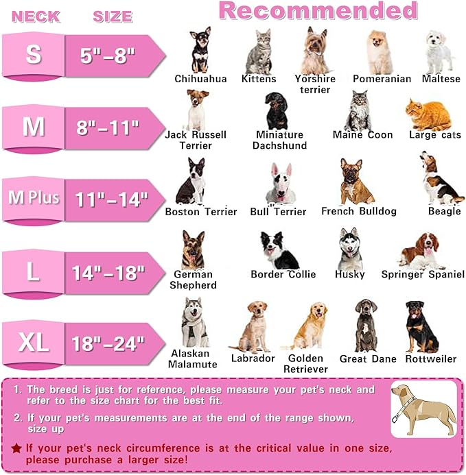 Dog Cone,Dog Surgery Collar,Dog Cones for Small Medium Large Dogs,Inflatable Cone for Dogs,Dog Cone Collar, Does not Impede Vision Dog Recovery Collar(M Pink)