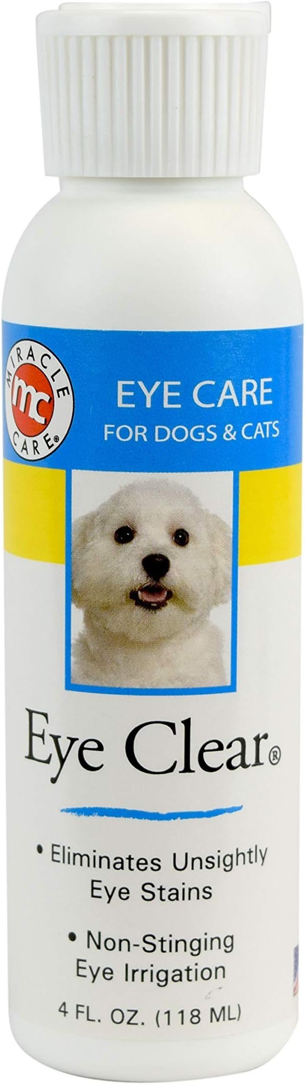 Eye Clear Made in USA Tear Stain Remover for Dogs and Cats Dog Eye Wash Formulated to Cleanse Eyes and Remove Tear Stains, 4 oz. Eye Clear Drops