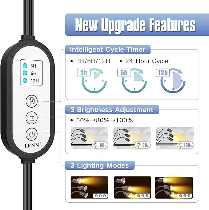 Reptile Heat Lamp, Three Head Reptile Light with Cycle Timer,UVA UVB light, dimmable Basking lamp for Tortoise, Bearded Dragon, Lizard, Snake, E26/27 Base with 4 Bulbs (50W)-Black