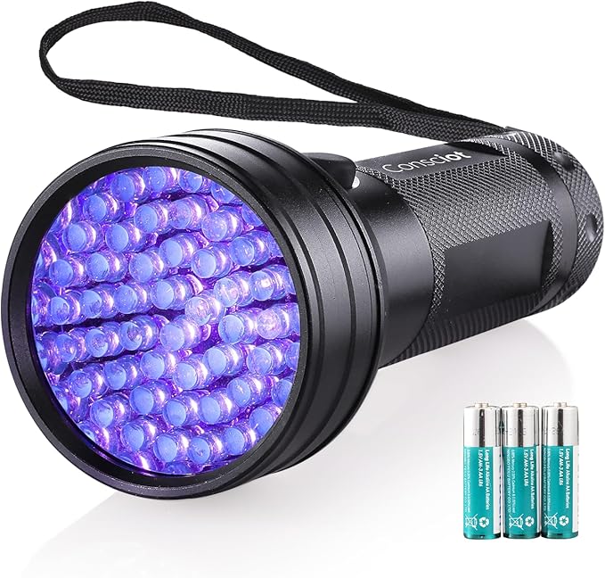 UV Flashlight Black Light, Consciot 51 LED 395nm Ultraviolet Blacklight, Portable Torch Light Pet Urine Detector for Dog/Cat Urine, Dry Stains, Bed Bug, Resin Curing, Matching with Pet Odor Eliminator