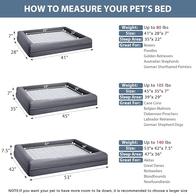 WNPETHOME Washable Dog Beds Large Sized Dog, XL Dog Couch, Orthopedic Dog Sofa Bed with Removable & Waterproof Cover, Extra Large Dog Bed with Bolster Sides for Sleeping, Big Dog Couch Bed with Sides